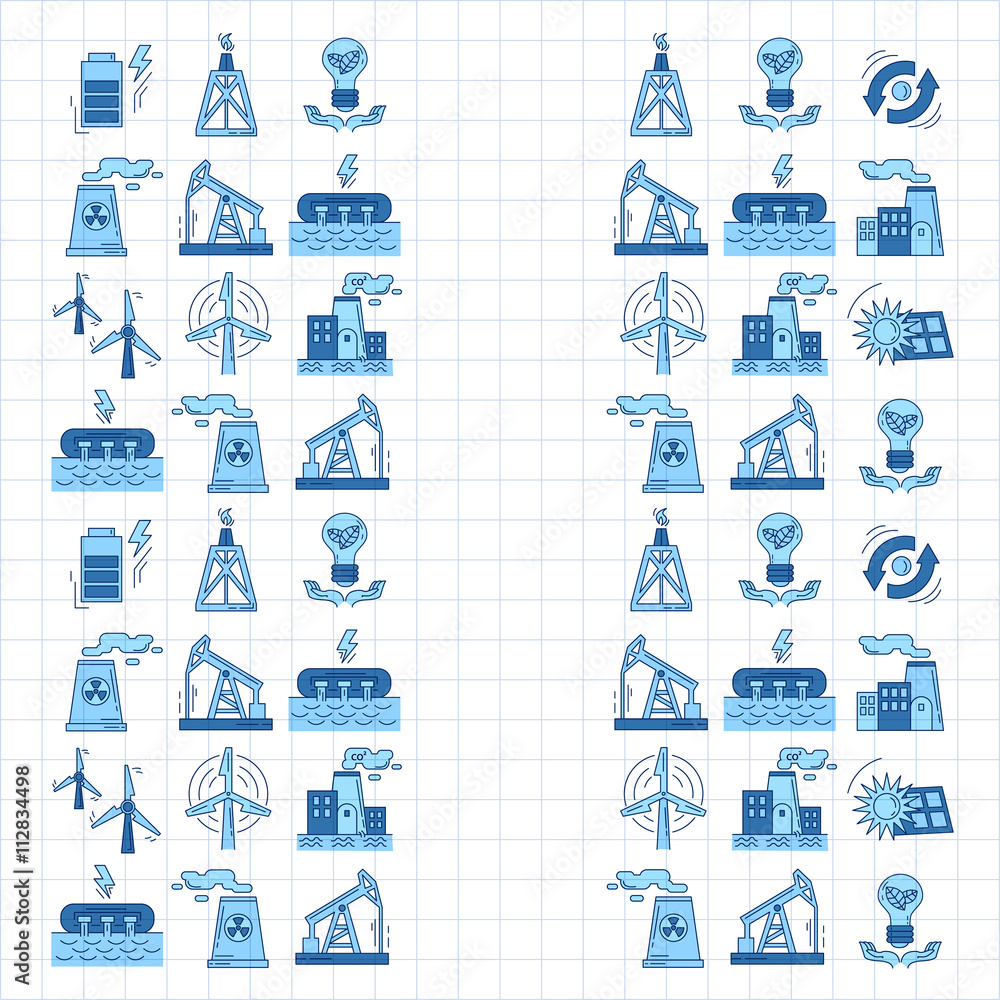 Energy Ecology and Pollution Vector set of icons