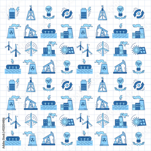 Energy Ecology and Pollution Vector set of icons