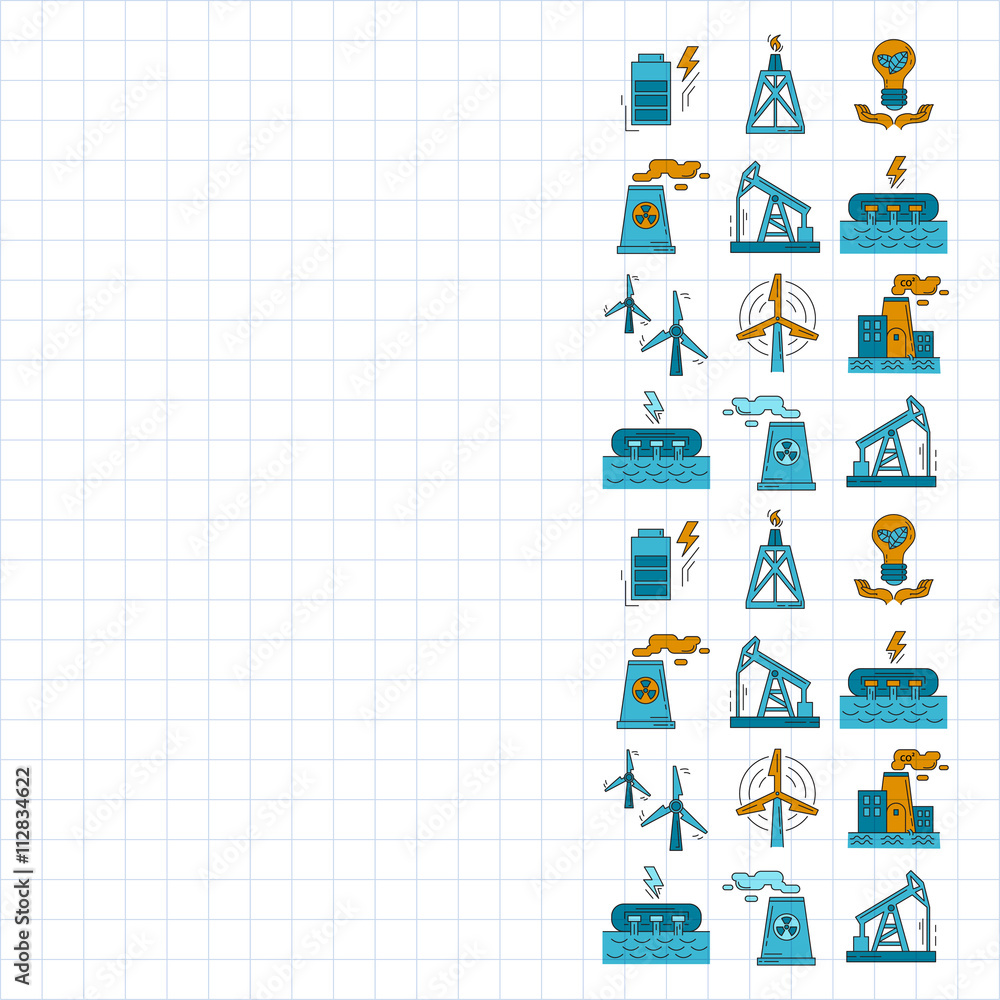 Energy Ecology and Pollution Vector set of icons Energy Ecology and Pollution Vector set of icons