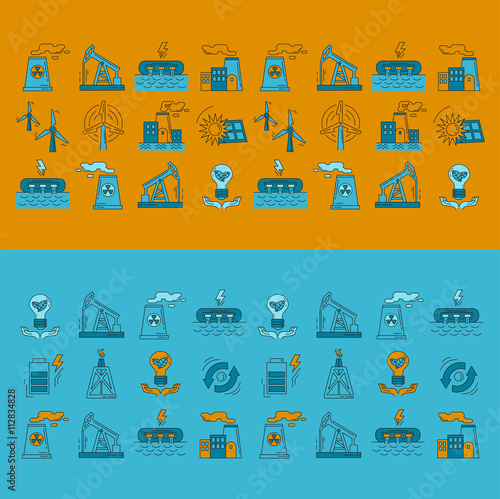 Energy Ecology and Pollution Vector set of icons