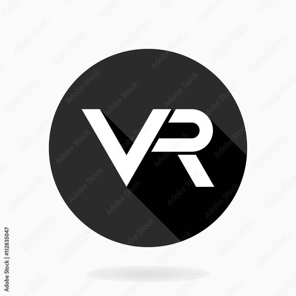 Fine Vector Flat Icon With VR Logo Fine Vector Flat Icon With VR Logo