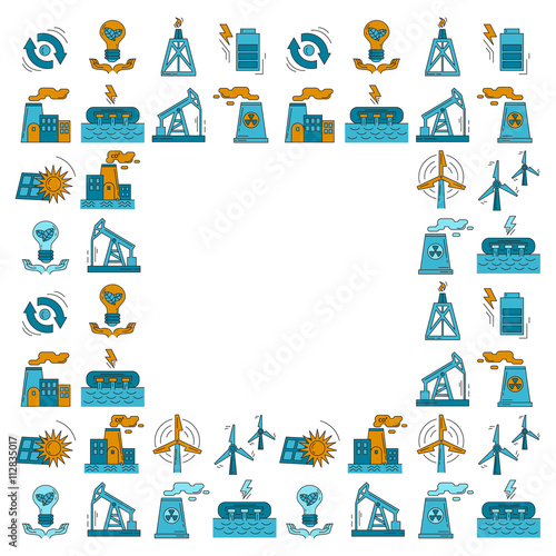 Energy Ecology and Pollution Vector set of icons