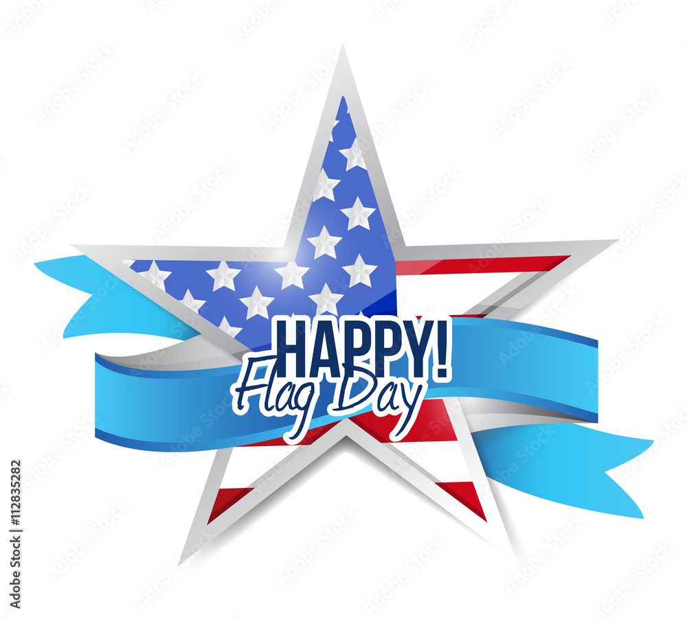 happy flag day us star and ribbon illustration happy flag day us star and ribbon illustration