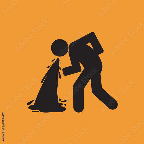 Vomiting Person Graphic Symbol Vector Illustration.
