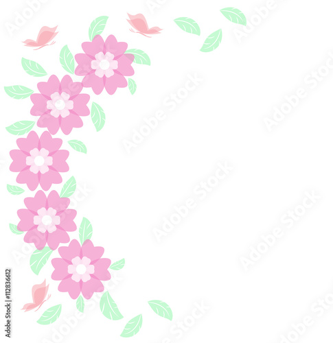 Vector illustration of a floral decoration with butterflies,, decorazione floreale vettoriale con farfalle