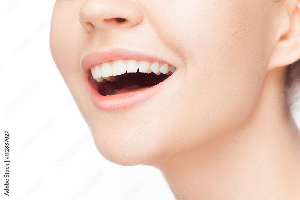 Obraz premium Beautiful and healthy woman smile, close-up