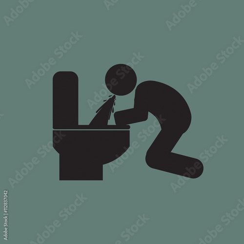 Vomiting Person Graphic Symbol Vector Illustration.