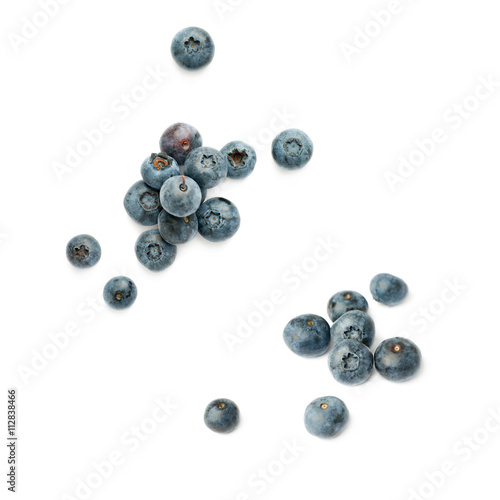 Set of Pile of Bilberry or blueberry over isolated white background