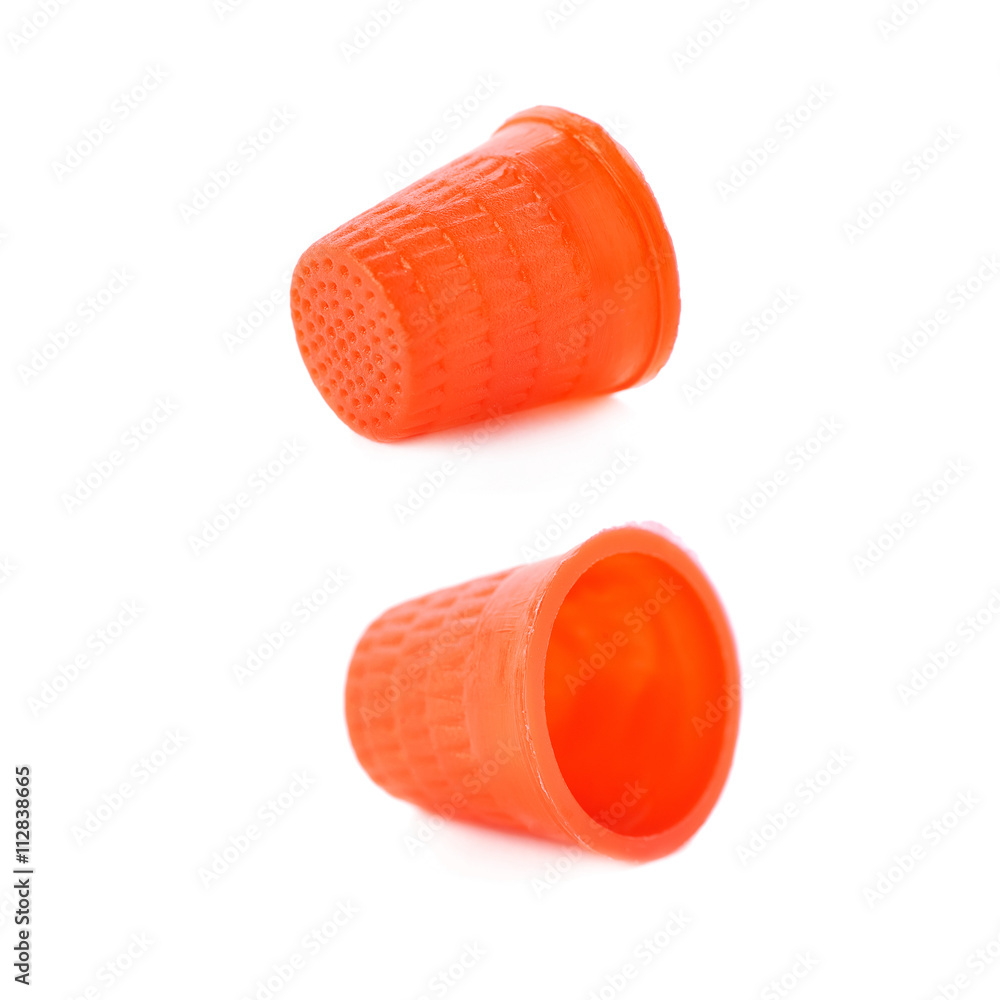 Set of Plastic thimble isolated over the white background Set of Plastic thimble isolated over the white background