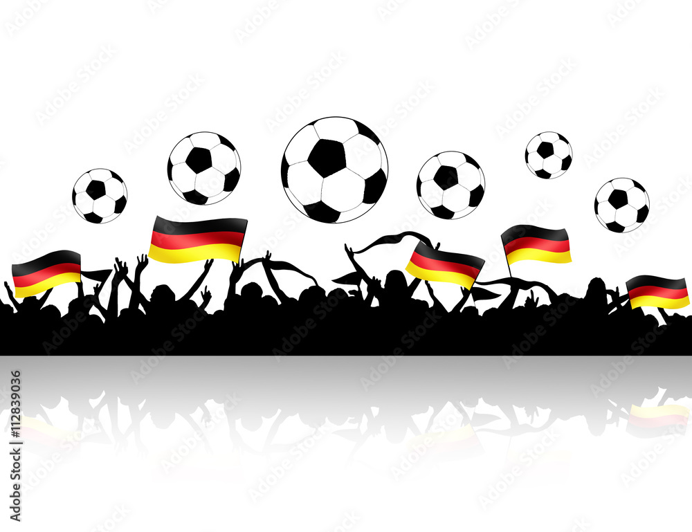 Fußballfans mit Deutscher Flagge Fußballfans mit Deutscher Flagge