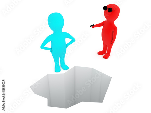 3d killer in action.Colorful 3d people on white background.