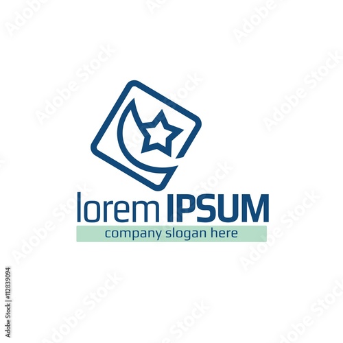 Vector of Pillow icon. Pillow icon with text. Business icon for the company. This concept  also represents linens industry. Good Night. Flat design. Illustration.