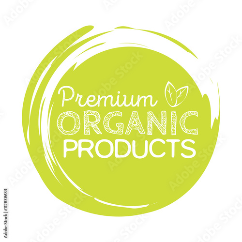 Organic product badge, vintage label with hand drawn lettering Natural cosmetics. Vector natural, organic food, bio, eco label and shape.