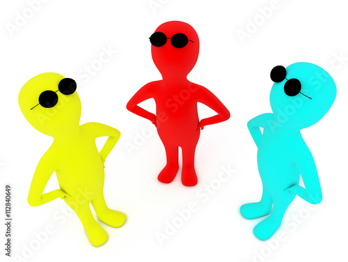 3d colorful people on white background.Rendering.