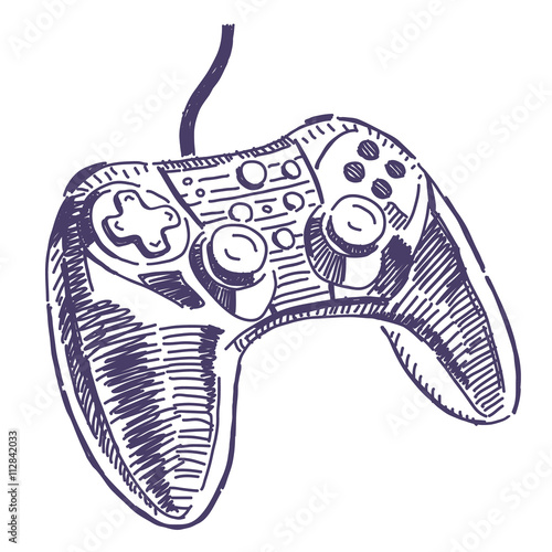 Gamepad for video games vector drawing isolated on white background