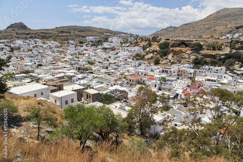 .Город Линдос в Греции на острове Родос