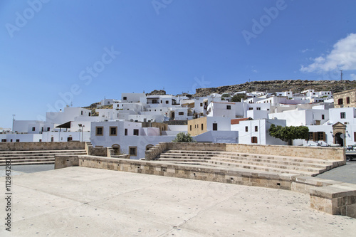 .Город Линдос в Греции на острове Родос