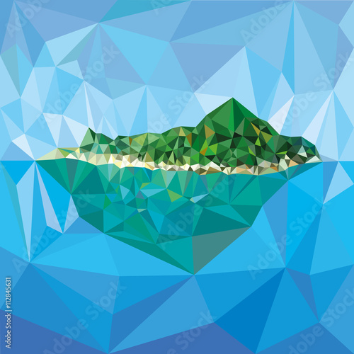 Island with mountain vector low poly style illustration vector