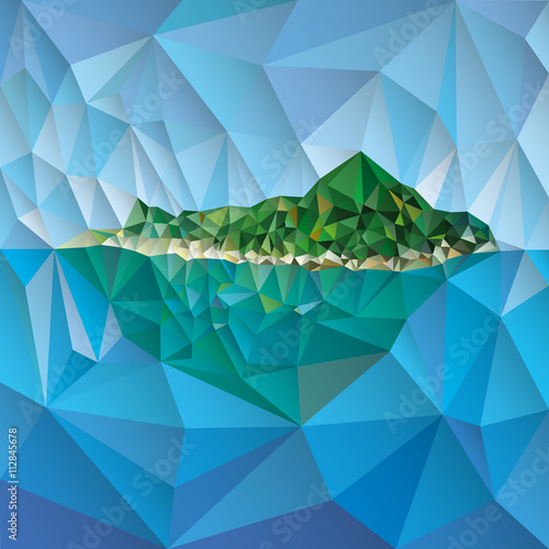 Island with mountain vector low poly style illustration vector
