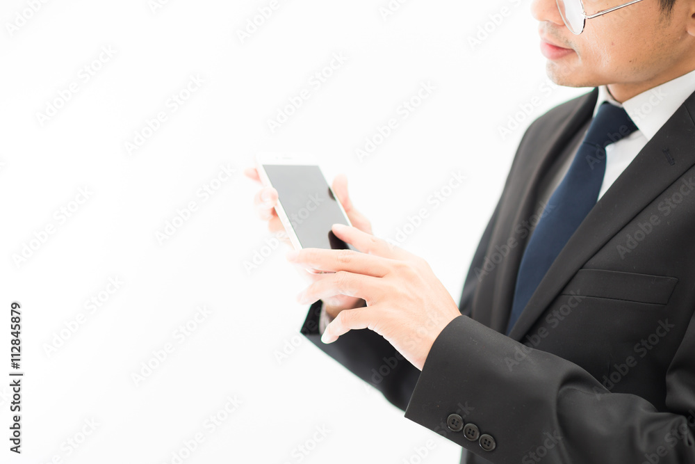 Handsome business asian man using smart phone Handsome business asian man using smart phone