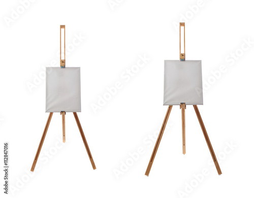 Set of Wooden easel over isolated white background