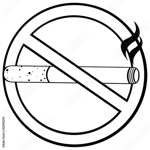No Smoking Sign With Cigarette Black And White