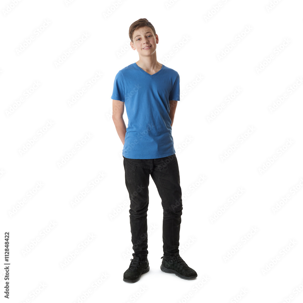 Cute teenager boy over white isolated background Cute teenager boy over white isolated background