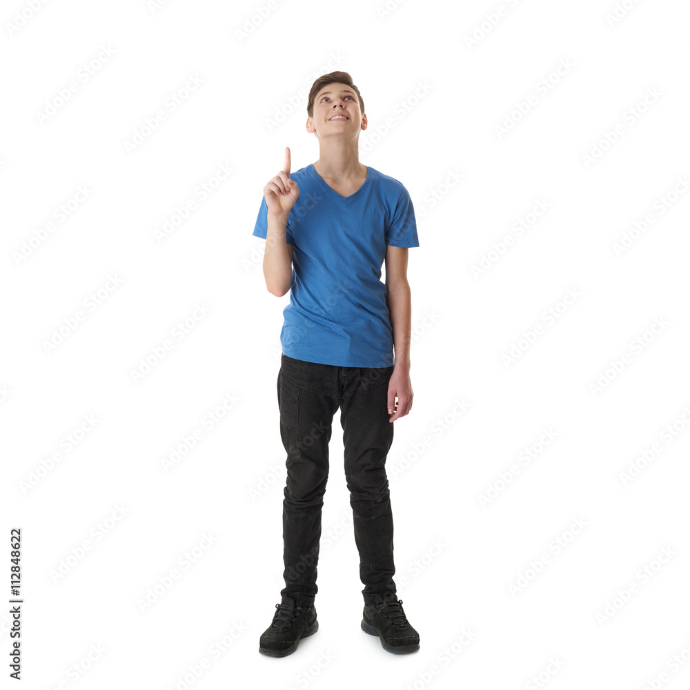 Cute teenager boy over white isolated background Cute teenager boy over white isolated background