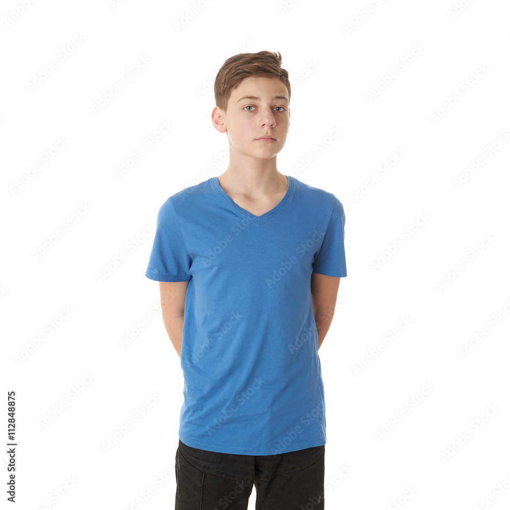 Cute teenager boy over white isolated background Cute teenager boy over white isolated background