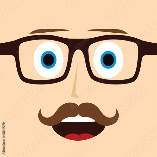 geek mustache guy cartoon character