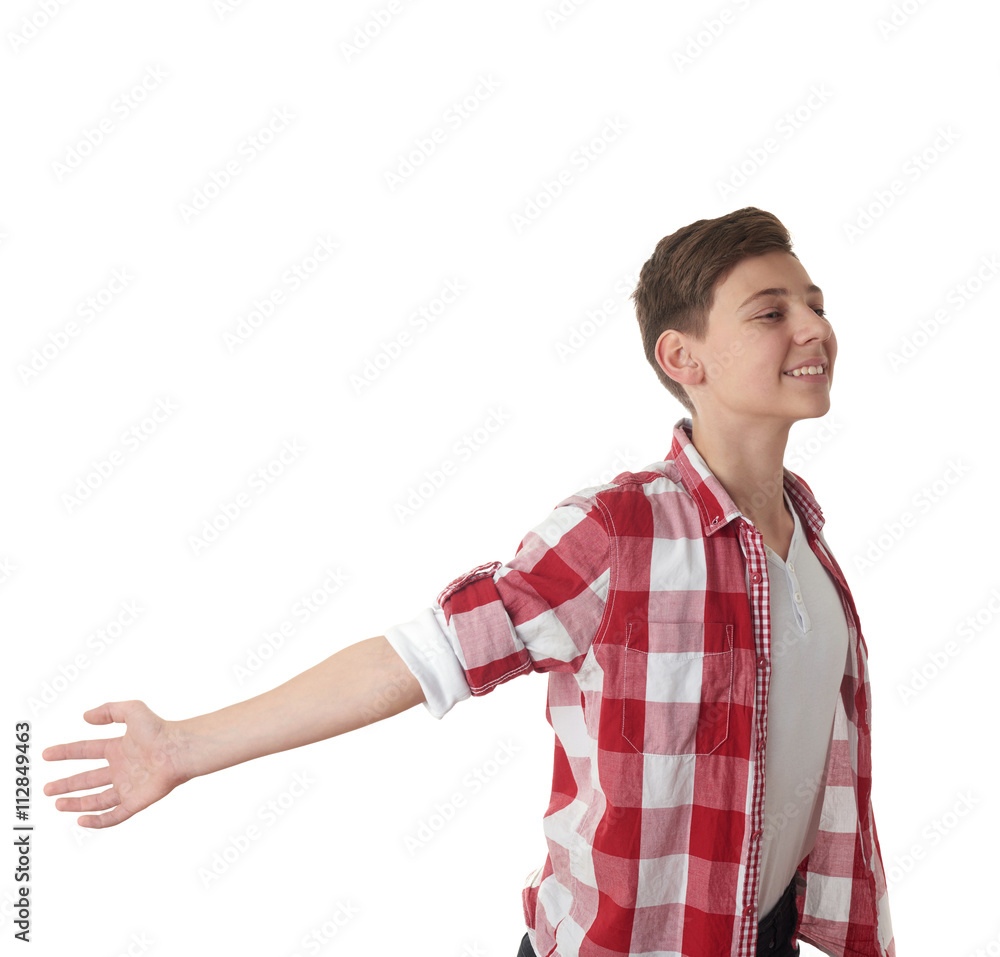 Cute teenager boy over white isolated background Cute teenager boy over white isolated background