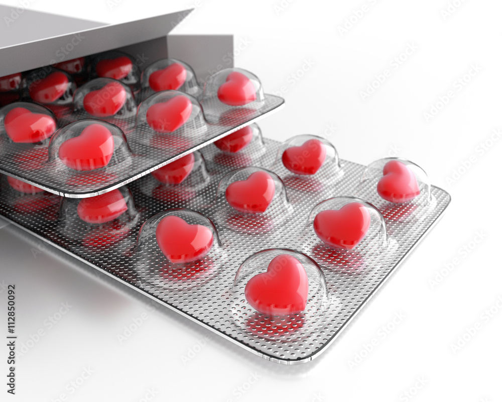 Pillen HerzForm für die Heilung der Liebe ilustración de Stock Adobe