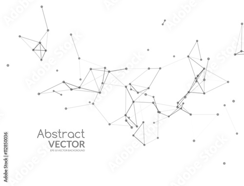 Abstract vector background. Futuristic style card. Background for business presentations. Molecular structure. Lines, point, planes in 3d space. Cybernetic dots, creative banner
