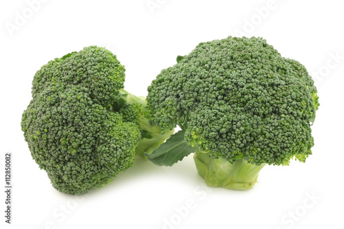 Fresh small broccoli on a white background