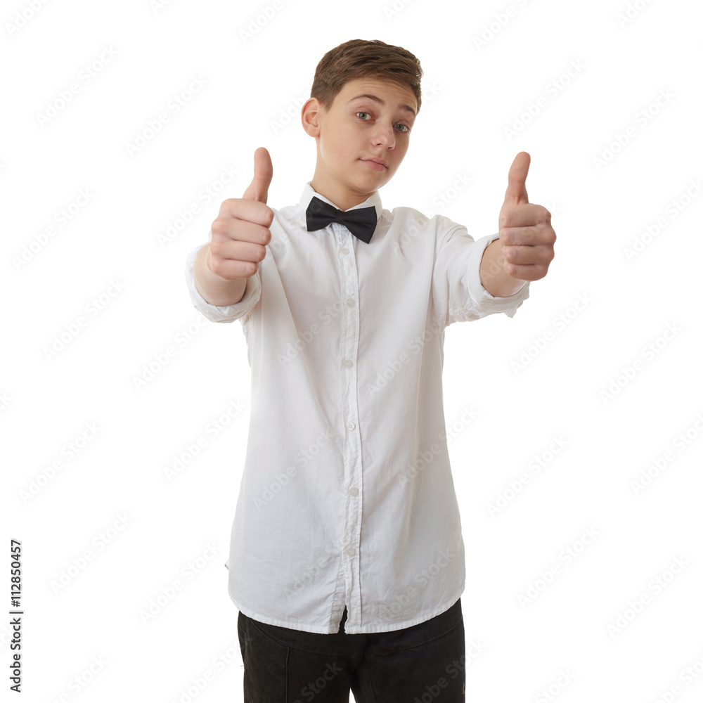 Cute teenager boy over white isolated background Cute teenager boy over white isolated background