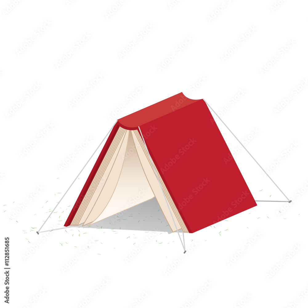 Obraz premium Red book cover on white background that looks like a tent refer