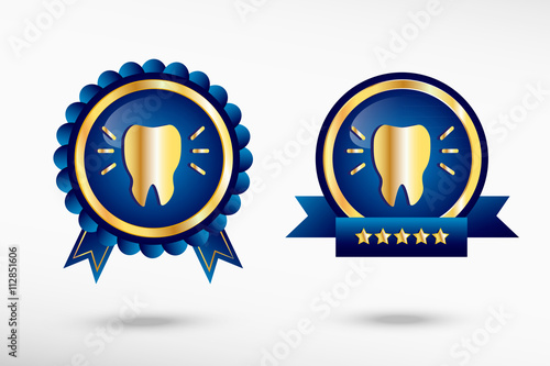 Tooth icon and stylish quality guarantee badges