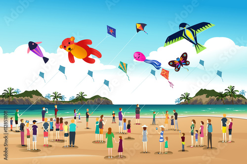 People Flying Kites at the Kite Festival