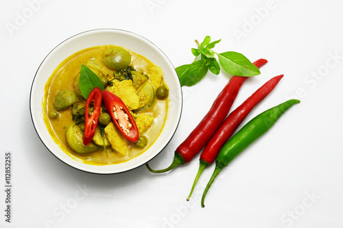Thai food green curry with chicken