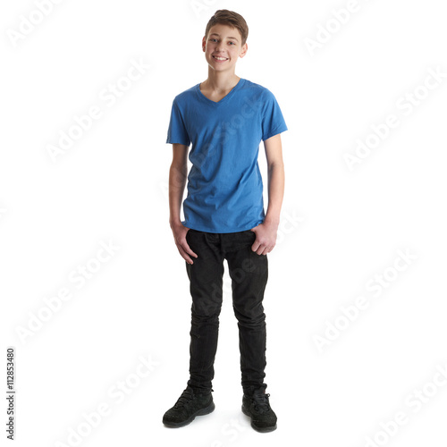 Cute teenager boy over white isolated background