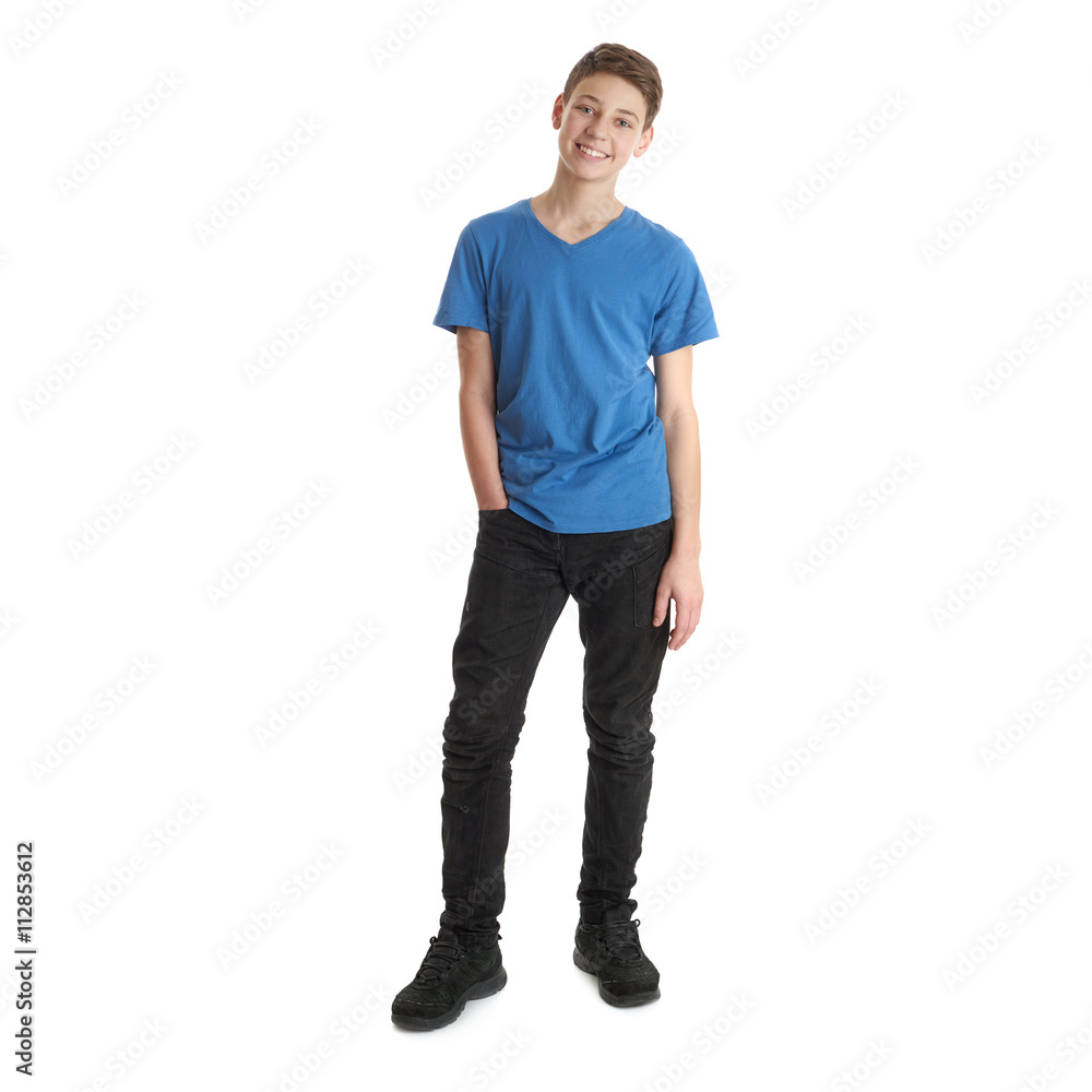 Cute teenager boy over white isolated background Cute teenager boy over white isolated background