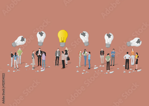 Business people thinking. Light bulb idea.