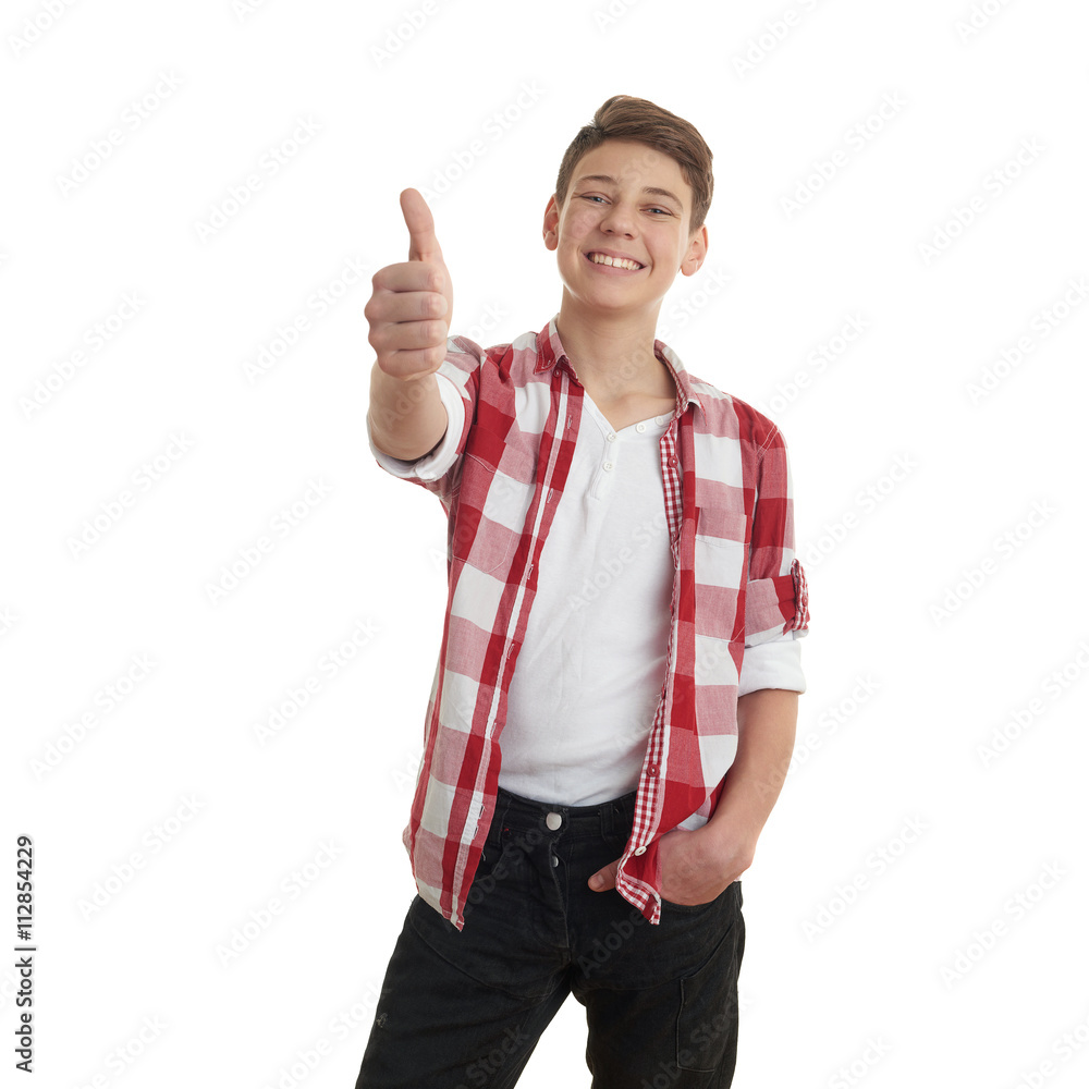 Cute teenager boy over white isolated background Cute teenager boy over white isolated background