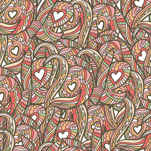 Seamless pattern with hand drawn quote love. Sketch with curves,