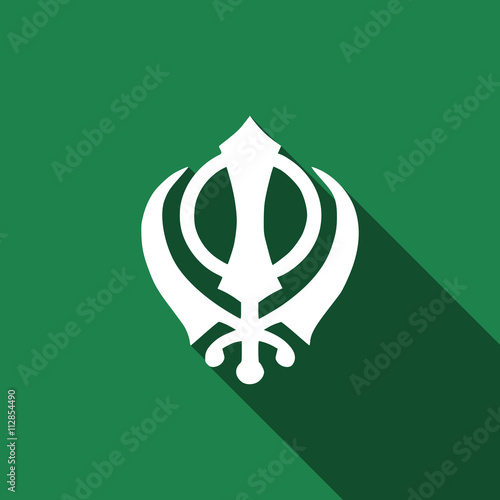 Khanda Sikh icon with long shadow. photo