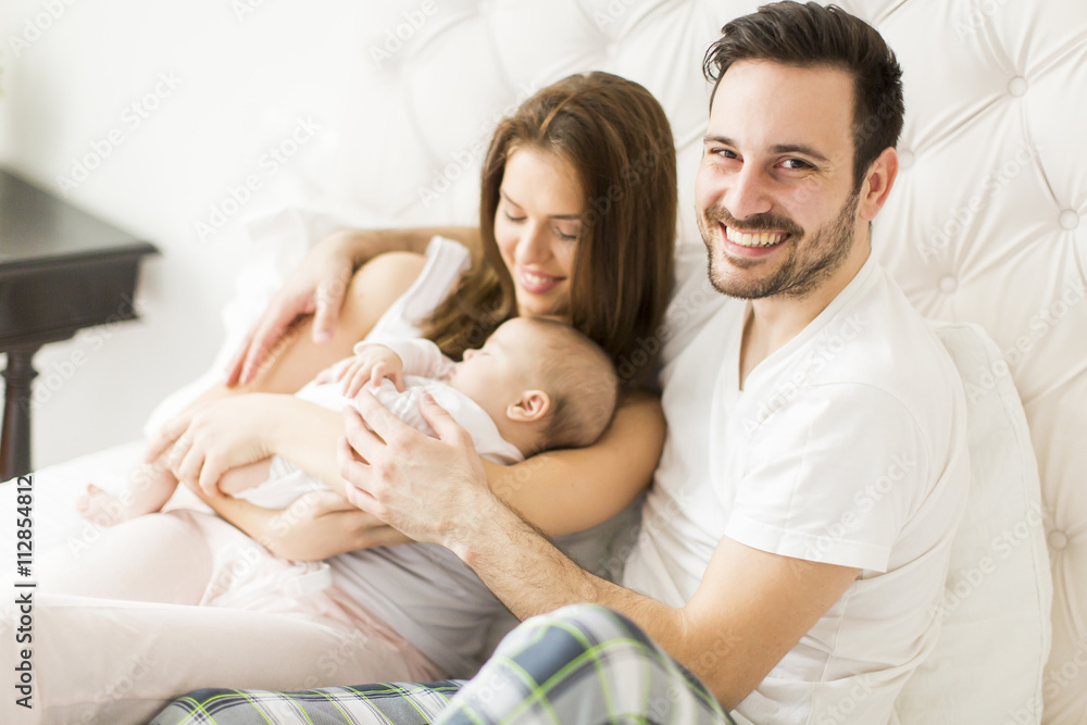 Happy family with newborn baby Happy family with newborn baby