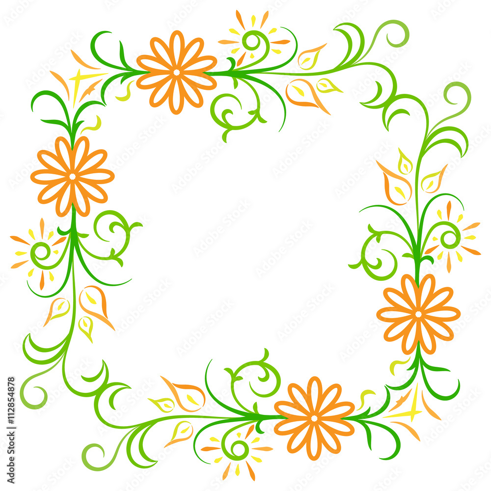 Obraz premium Doodle vector color abstract flower frame