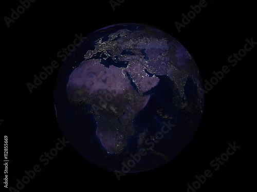 planet earth on black background view from space 3d