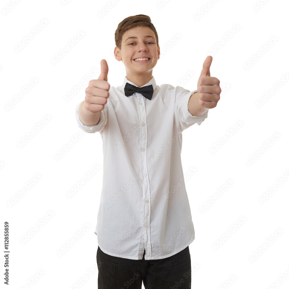 Cute teenager boy over white isolated background Cute teenager boy over white isolated background