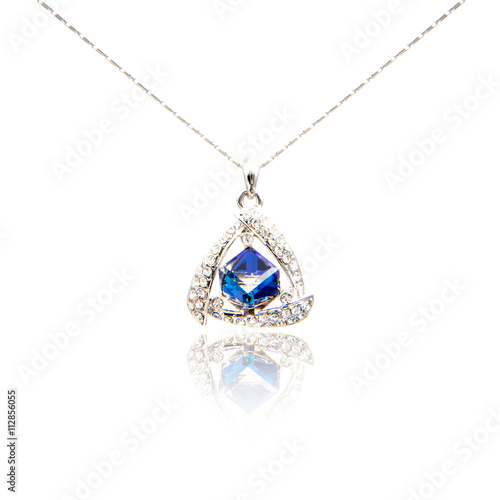 Sapphire pendant isolated on white